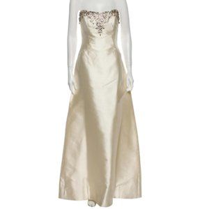 Roland Nivelais strapless Wedding dress silk and crystals gown